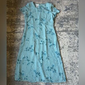 Worthington Teal Floral Midi Dress Size 16 tall